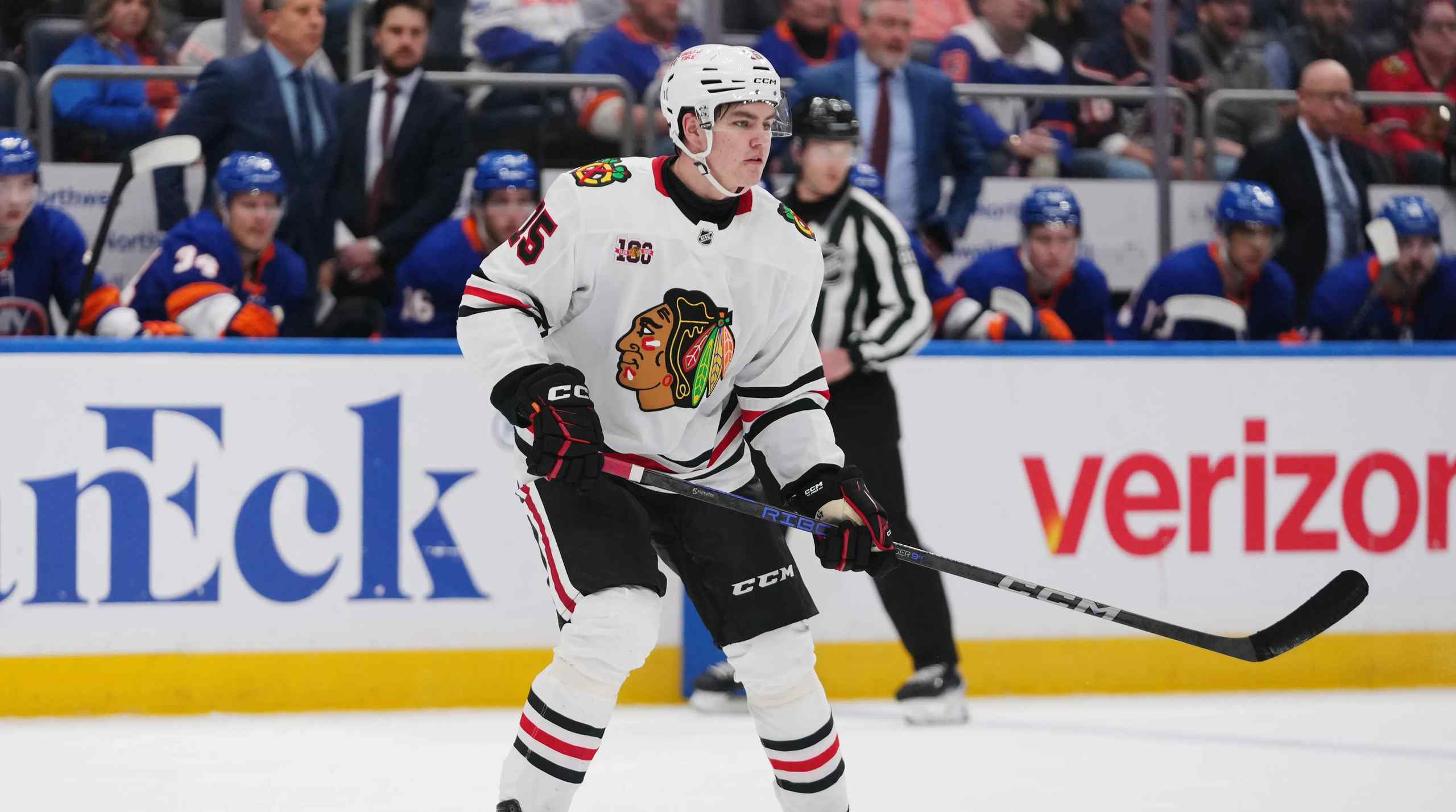 Anton Frondell playing for the Chicago Blackhawks